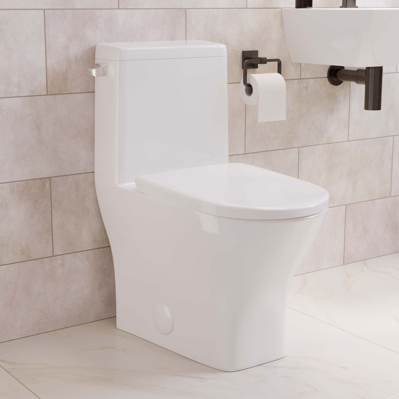 Toilette ronde une pièce à double chasse de 1,1/1,6 gallon par chasse Sublime II, Blanc, Gauche