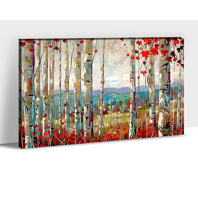Abisali, forêt d'automne, peinture de paysage pour le salon, reproduction d'art sur toile, image de nature moderne pour le bureau de la chambre à coucher, 12 po x 16 po