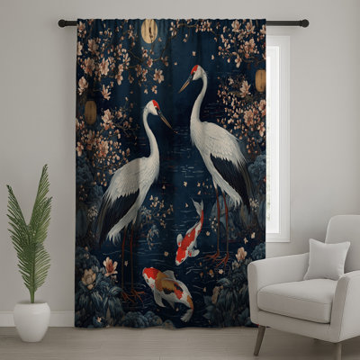 Rideaux Crane And Koi Fish