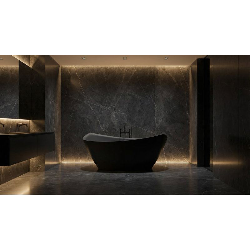 69.8'' L Freestanding Soaking Bathtub, Black