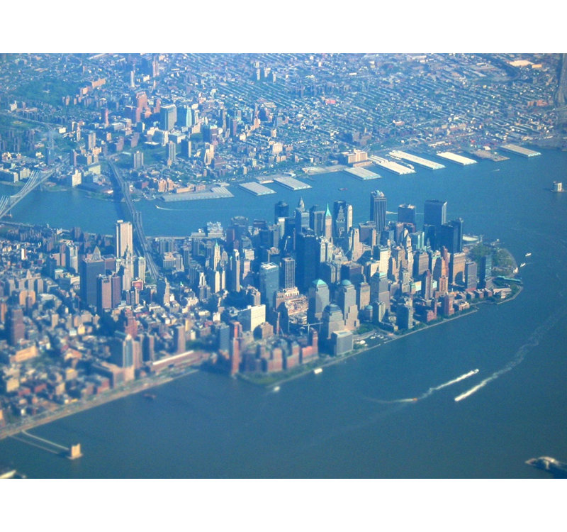 Vue aérienne de New York, H 18 po x l 24 po
