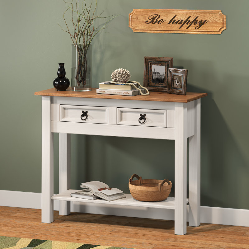 Palmea 88cm Solid Wood Console Table, White