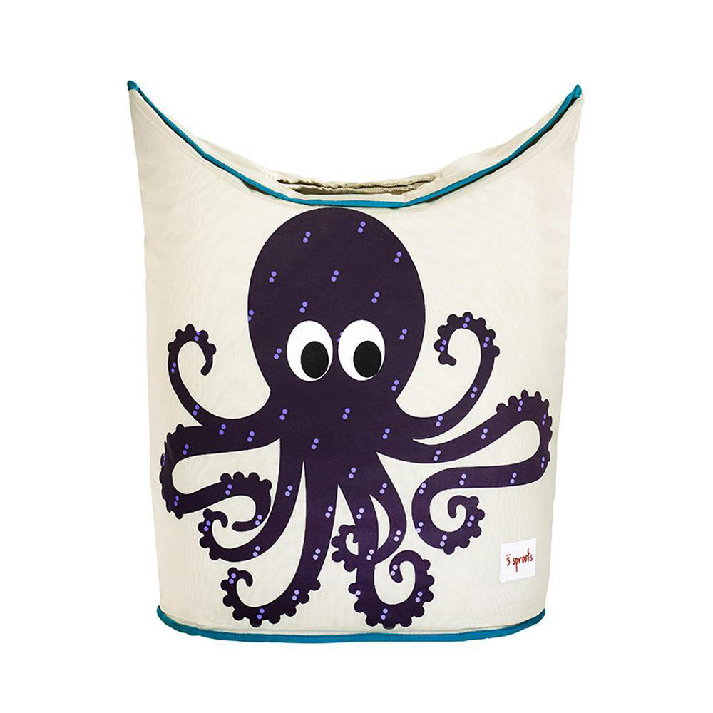 3 Sprouts - Baby Laundry Hamper  - Storage Basket Organizer Bin for Nursery - Octopus 3 Sprouts