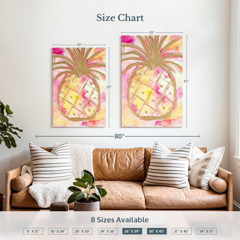 Ananas or rose Yarlin, H 39 po x l 26 po