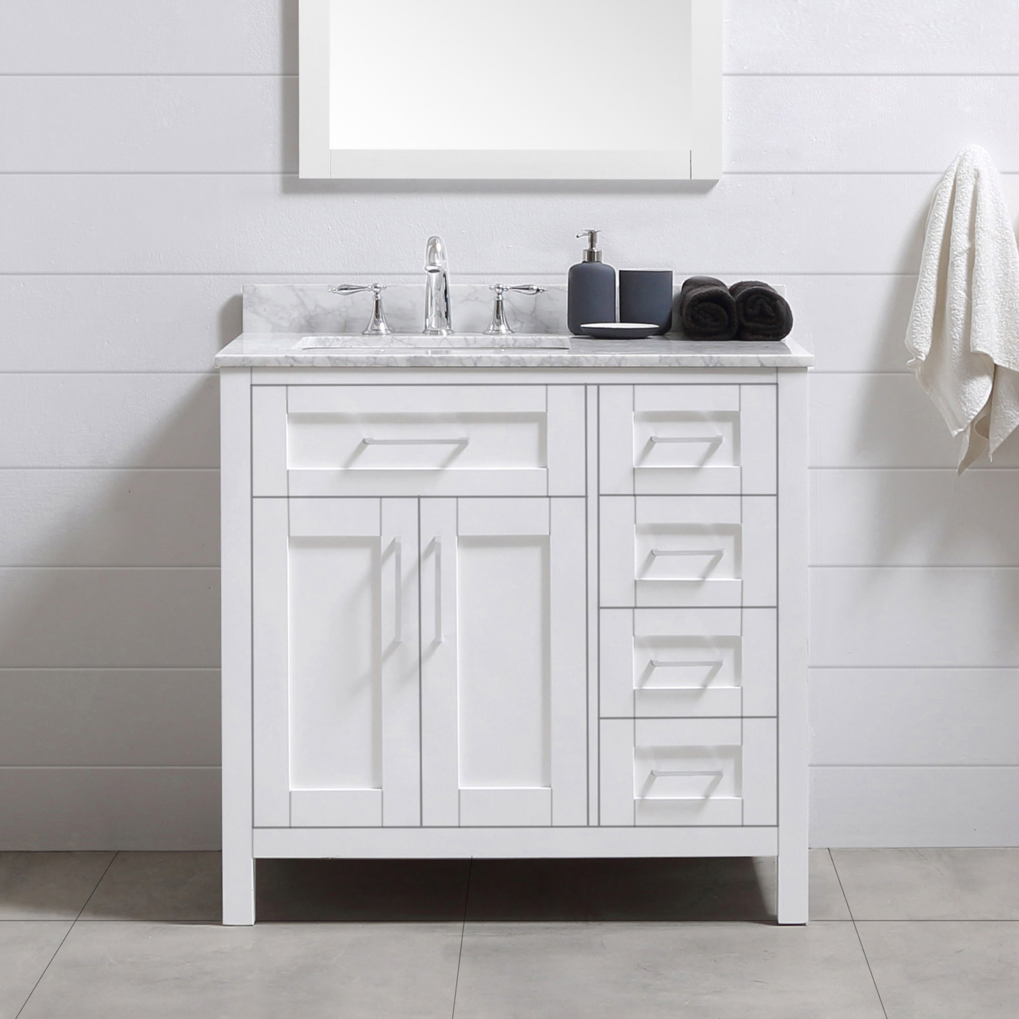 Wade Logan® Angle 36'' Single Bathroom Vanity with Marble Top & Reviews ...