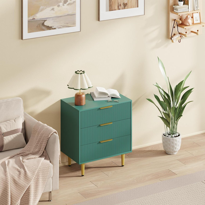 43.18cm W 3 - Drawer Chest of Drawers, Green
