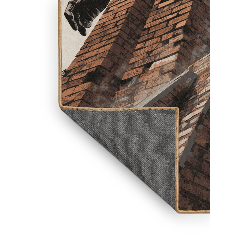 Tapis en brique doux et moelleux industriel brun Oreland Ymir - reliure brun clair, 8 x 12
