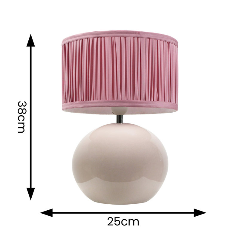 Daeqwon Ceramic Globe Lamp, Cream, Pink, Yes
