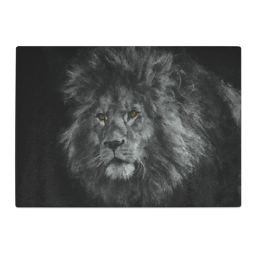 Tempered Glass Lion with Piercing Eyes Chopping Board
