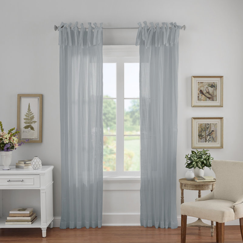 Mercuri Semi Sheer Single Curtain Panel, Soft Blue, 52"W x 108"L