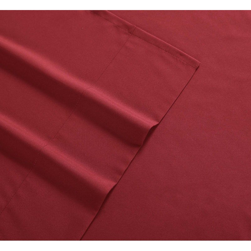 Everyday Microfiber Standard Solid Colour Sheet Set, Red, Queen Sheet Set comes with two Pillowcases