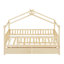 Lit simple en bois pour lit simple - Deux tiroirs peu encombrants, bois de pin massif, naturel, têtes de lit incluses avec option de rangement aspect naturel, tiroirs,