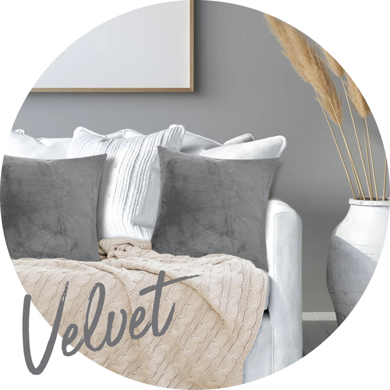 Perfas Square Scatter Crushed Velvet Cushion Cover, Grey