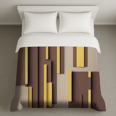 Brown Yellow Rectangular Blocks Duvet Covers