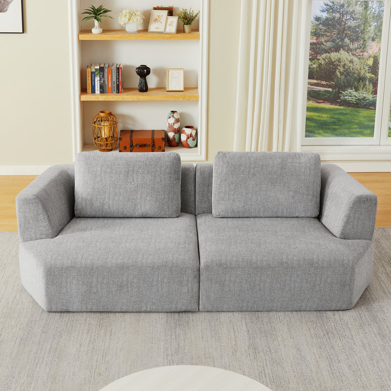 Canapé de style moderne pour intérieur, canapé surdimensionné à trois places avec tissu chenille, sans assemblage, peu encombrant pour le salon, l’appartement et le bureau