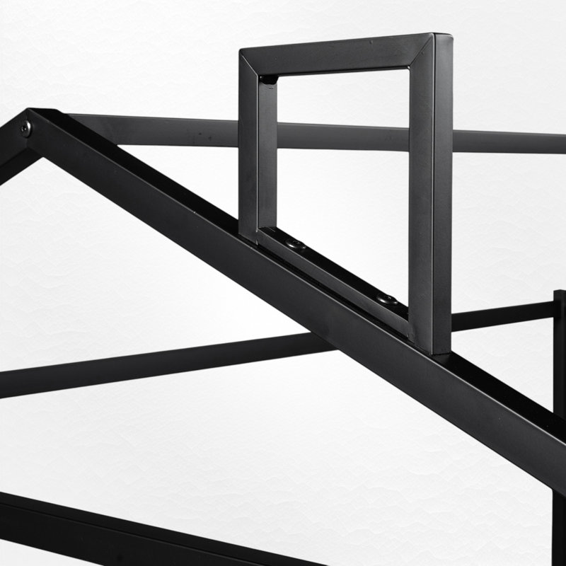 Queen Size Metal House Bed, Black