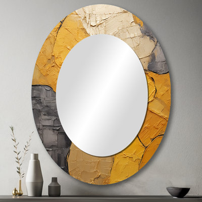 Minimalisme jaune botanique céramique - miroir mural ovale bohémien jaune