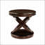 Table de bout ronde en bois rétro avec base en forme de X, pour la salle à manger et le salon-1982629108