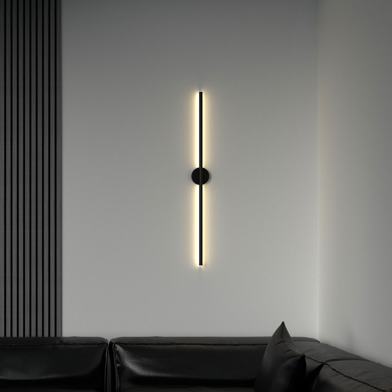 Aluminum LED Plug-in Flush Mounted Sconce, Gold, 25.5" H x 4.8" W x 2" D