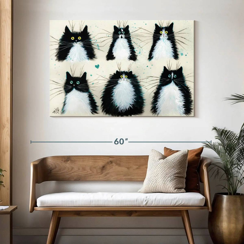 Brampt Tuxedo Cats, 32" H x 48" W