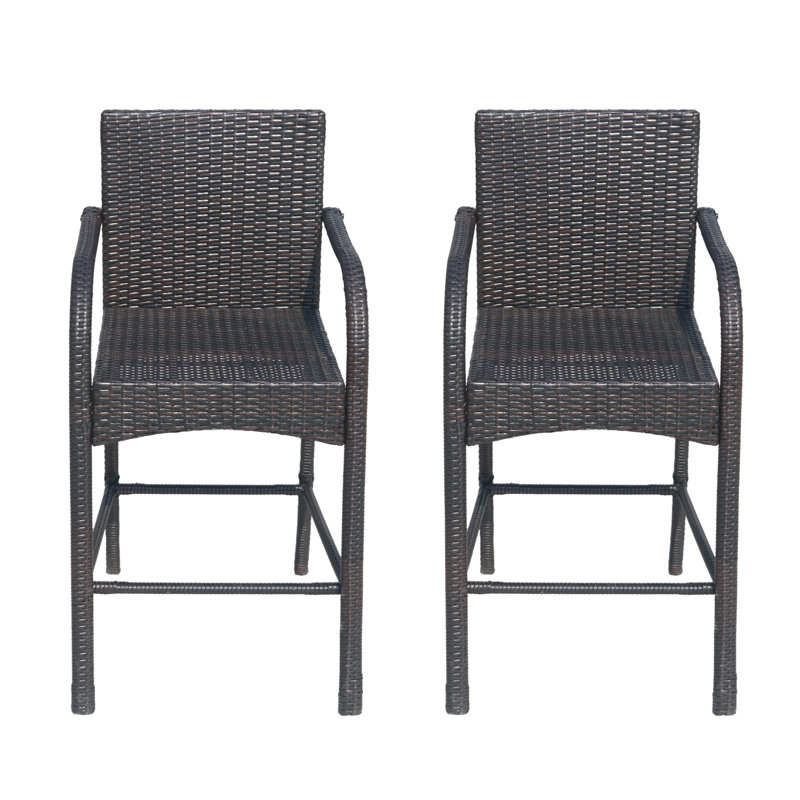 De 2 chaises d'extérieur - en métal, assise de 30 po de style 2, structure, hauteur, brun moderne