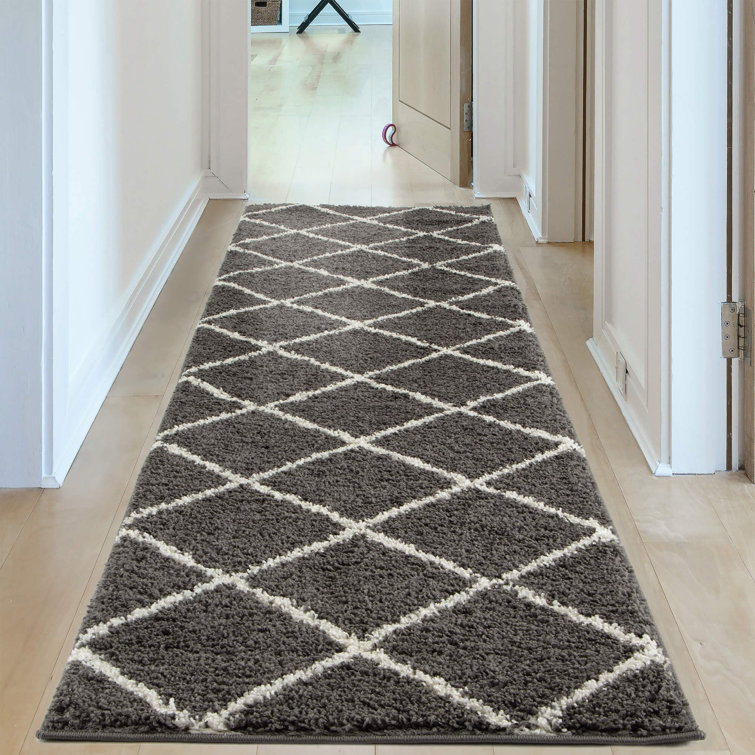 Myshaggy Collection Rugs Diamond Design in Dark Grey