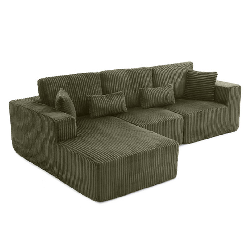 Canapé modulaire Cloud avec fauteuil inclinable et sans assemblage, Vert