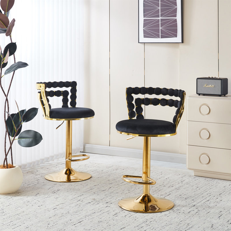 Chaise de bar moderne avec pieds en fer de couleur dorée (sans table)