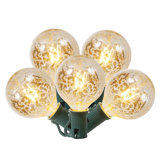 10-Count Clear Mercury Glass G50 Globe Christmas Light Set 9ft Green Wire