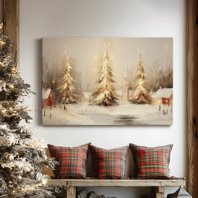 Golden Yule Serenade - toile tendue avec châssis de qualité supérieure, H 24 po x l 36 po