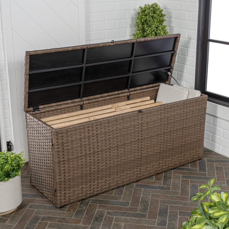 Happimess Nino Water Resistant Deck Box, Brown, 20.47" H x 47.24" W x 15.35" D