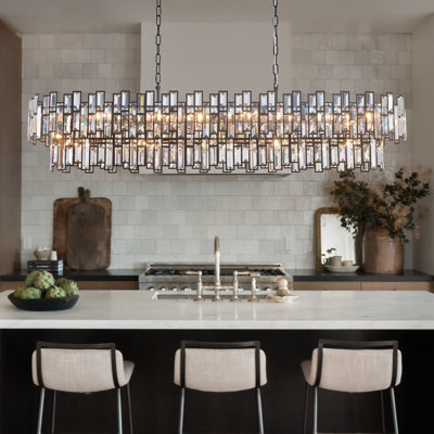 Light Dimmable Modern Rectangle Crystal Chandelier
