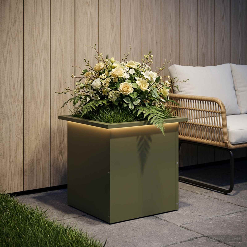 Planter Box, 40cm H x 40cm W x 40cm D, Olive Green, 1