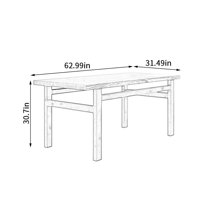 Table rectangulaire en bois vieilli Old Elm, H 30,7 po x L 62,99 po x l 31,49 po, Vert