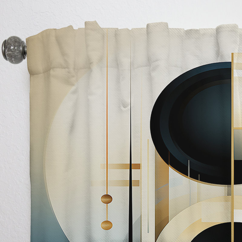 Duhon Vanilla Vectors Abstract Shapes - Modern Velvet Curtain - Room Darkening - 1 Panel, 52" W x 95" L