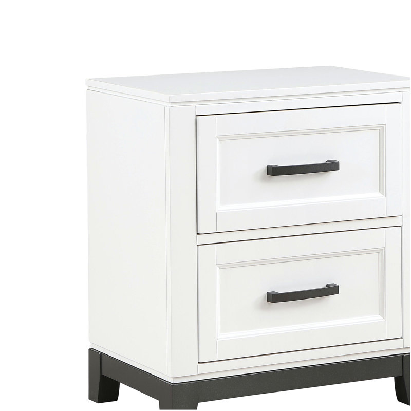 Table de chevet blanche avec 2 tiroirs de rangement et meubles de chambre à coucher en bois 1pc