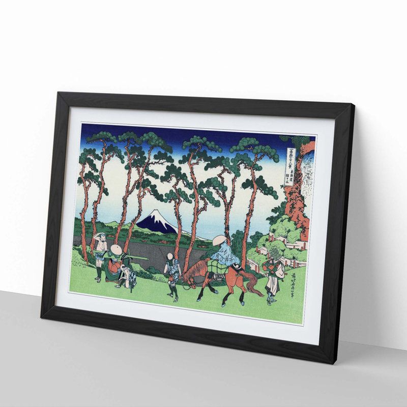 Hodogaya on the Tokaido Road by Katsushika Hokusai - Picture Frame Painting Print, Black Framed, 36cm H x 48cm W x 2cm D