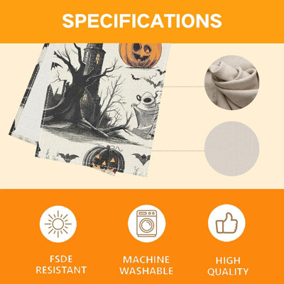 Halloween Table Runner,Retro Runners Vintage Halloween Decorations | Spooky Gothic Skull Day of The Dead Table Cloth,Halloween Decorations for Home Party Decor,Measuring 13x108 inches,Polyester