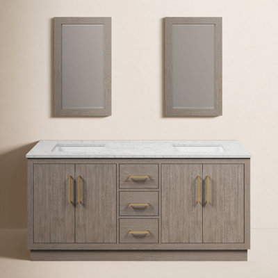 Kamila 72" Carrara Marble Double Bathroom Vanity