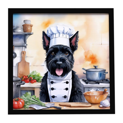 Scottish Terrier The Chef Framed Metal Print