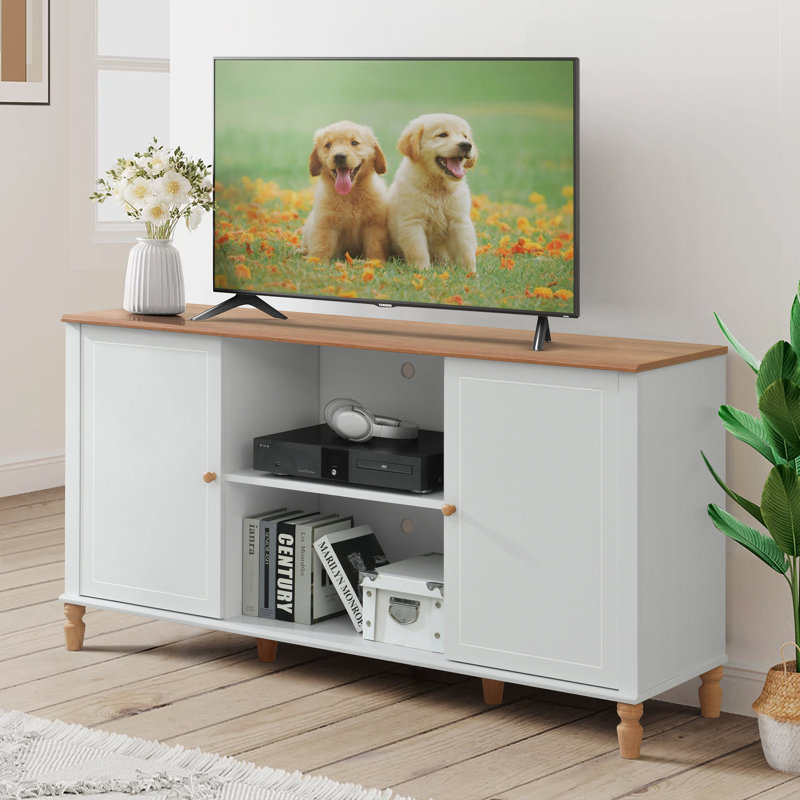 57.2" W Manufactured Wood TV Stand with Storage Cabinets