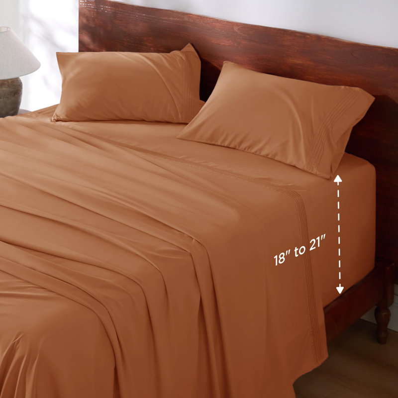 Bedsure Deep Pocket Sheet Set - Fits Mattresses Up to 21 Inches Thick -  GentleSoft Bed Sheet set, Moisture Wicking, Soft & Cooling Bed Sheet & Pillowcases, Easy & Secure Fit