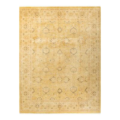 Tapis unique vert lime noué à la main Vione Mogul 8 pi 1 po x 10 pi 7 po
