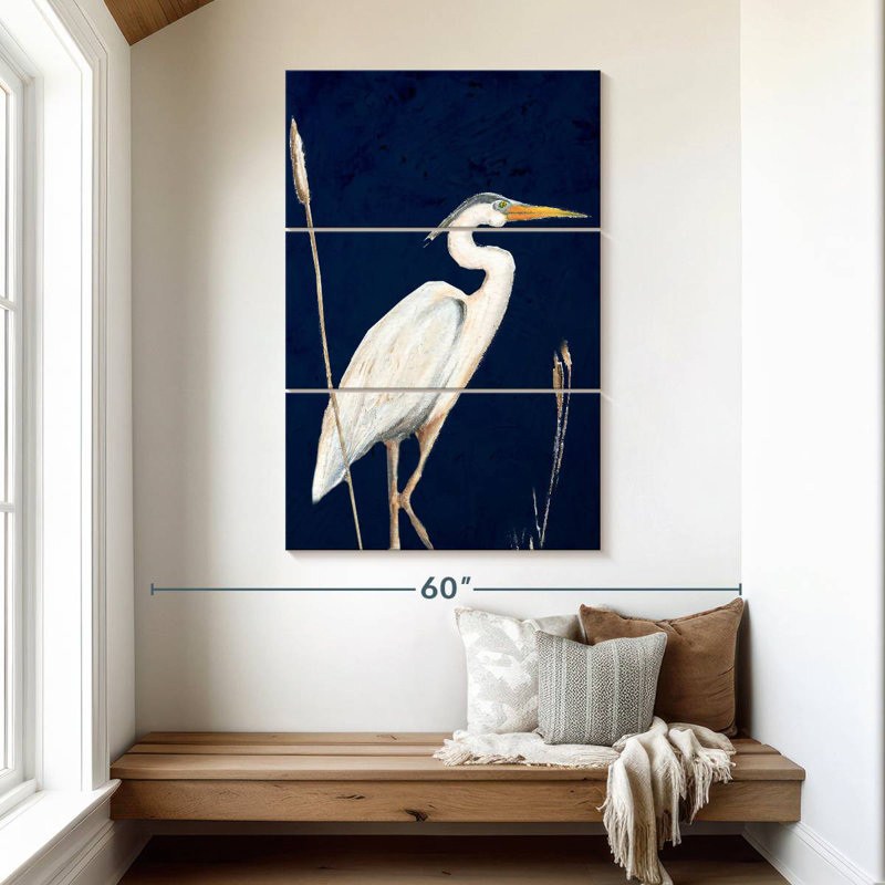 Brampt Heron On Navy II, 50" H x 32" W