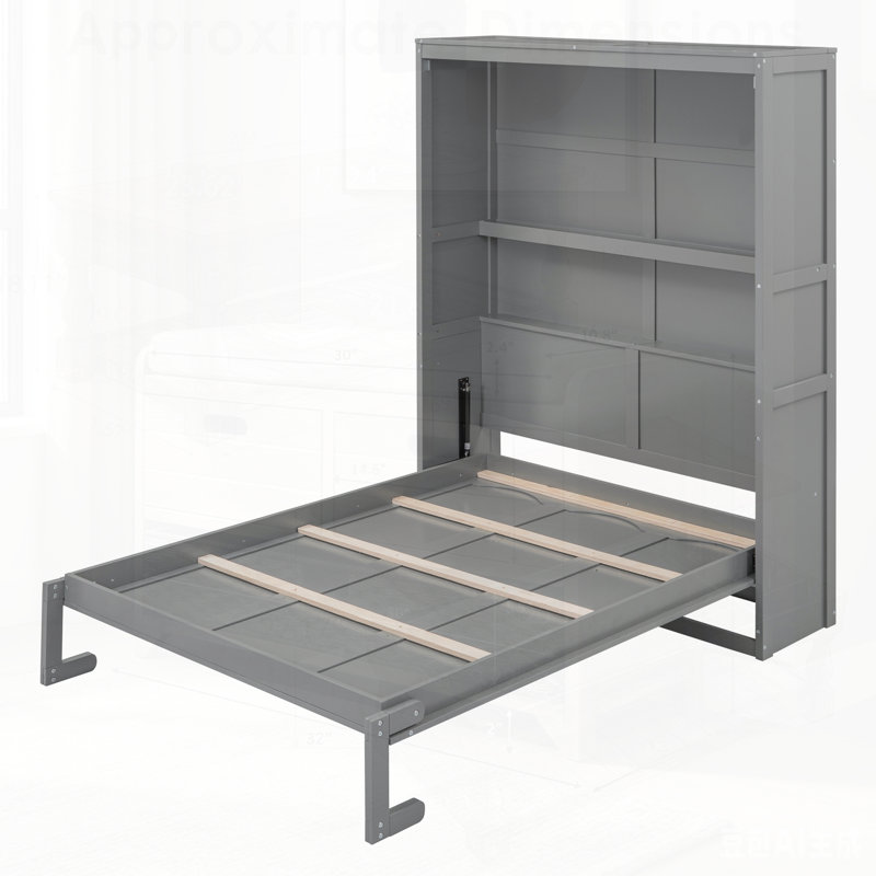 Lit escamotable encastré avec tablettes intégrées pour un rangement efficace et un sommeil confortable