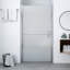Heffington Hinged Semi-Frameless Shower Door with Frosted Glass-701834529