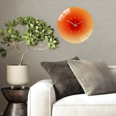 12" Round Tempered Glass Wall Clock with Silent Quartz Movement