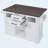 54.9" Kitchen Island with Drop Leaf, Power Outlet, Kitchen Storage Cart with 4 Door Shelves, Cross Barn Doors & Visual Glass Door, Rolling Kitchen Island on 4 Wheels for Kitchen, Dining Room,White-128964633