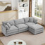 Canapé modulaire en forme de L 102 po, canapé en chenille, 3 places avec repose-pieds mobile (gris)-279136052