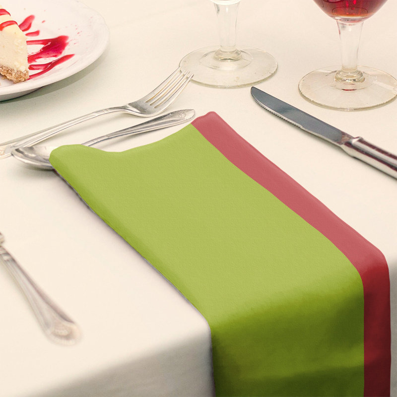 Striped Square Napkin, 22" W x 22" L, Volt Green/Torch Red/Volt Green, Polyester